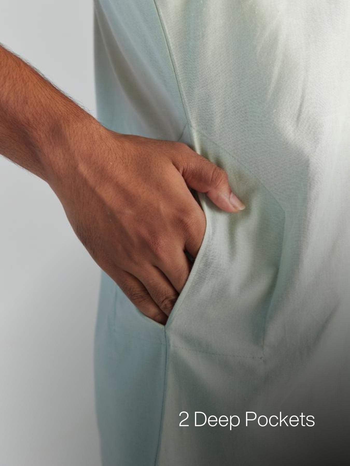 Men Mint Green Airy Linen Long Kurta