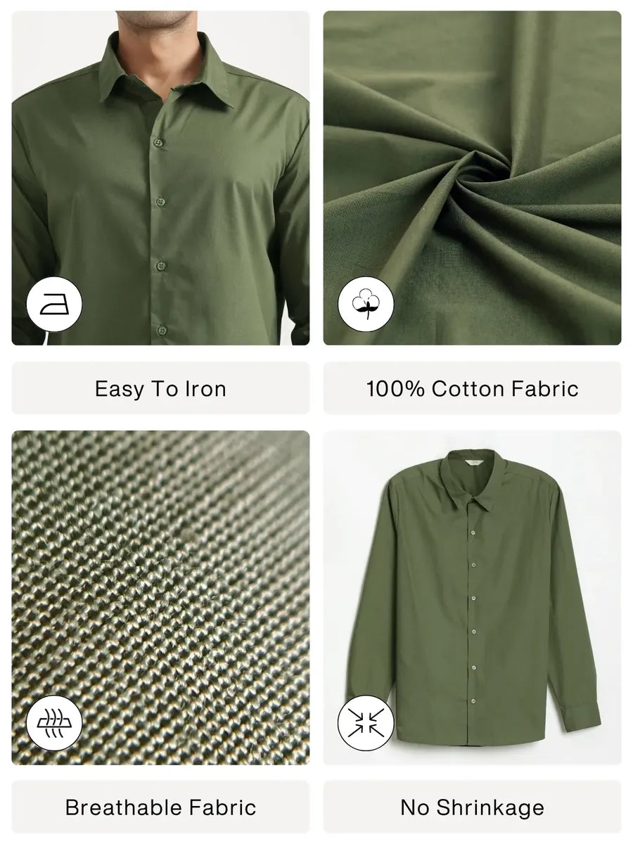 Men Forest Green Better Cotton Full Sleeve Shirt