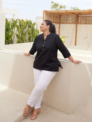 Women Plus Size White Cotton Pant
