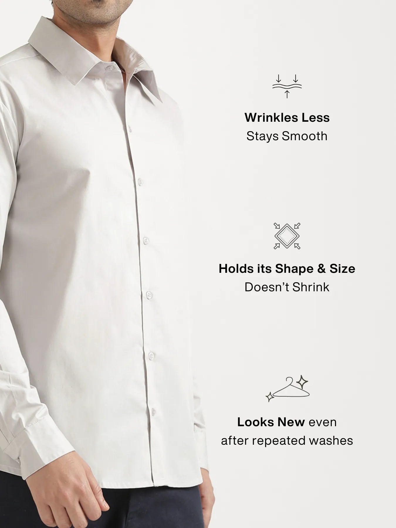 Men Light Grey Better Cotton Full Sleeve Shirt