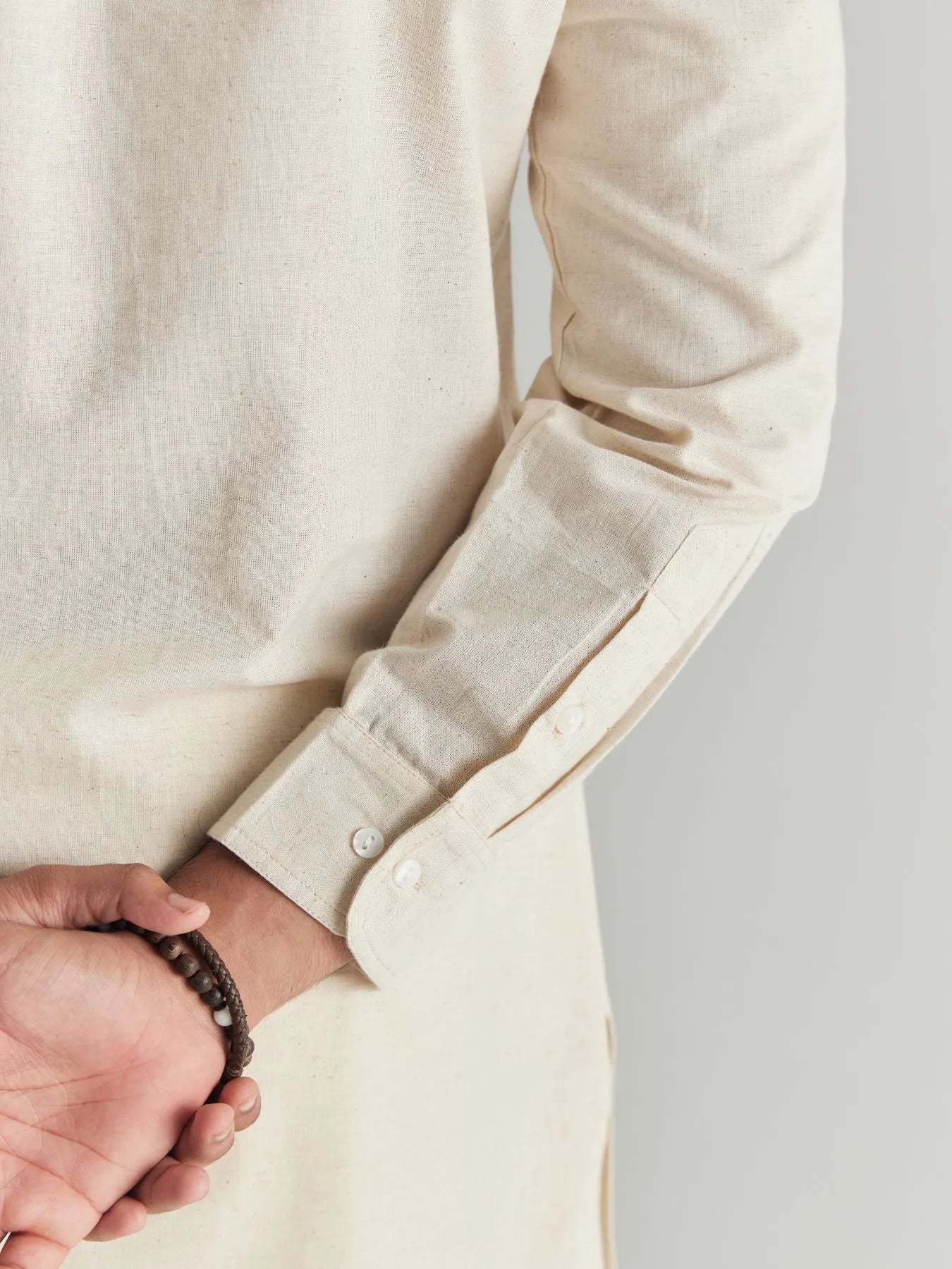 Men Ecru Airy Linen Long Kurta