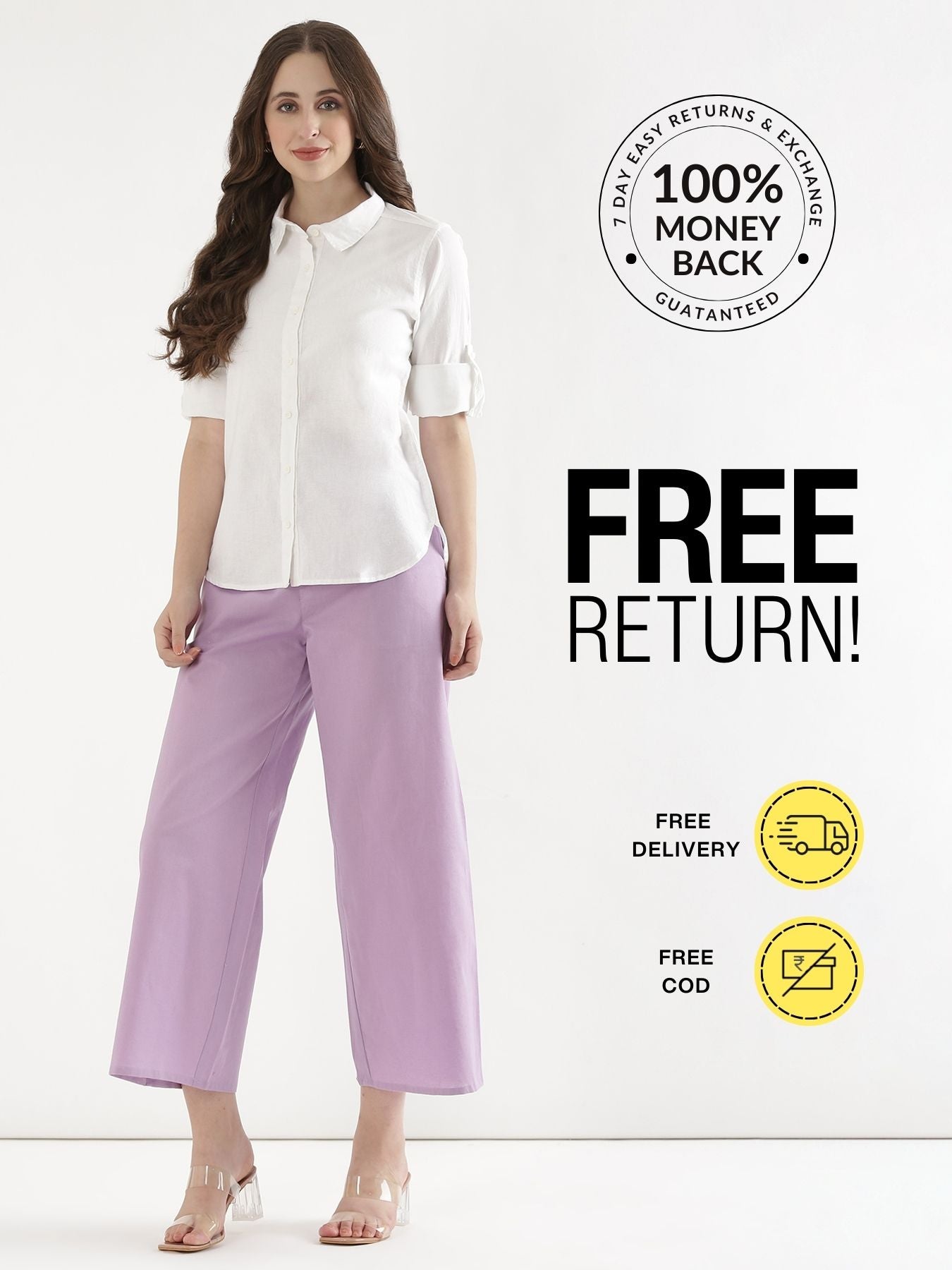 Pick Any 2 Women Airy Linen Wide Leg Pant