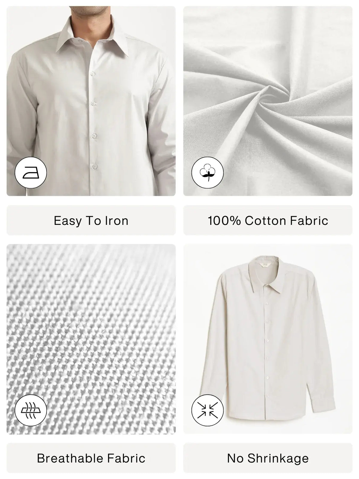 Men Light Grey Better Cotton Full Sleeve Shirt
