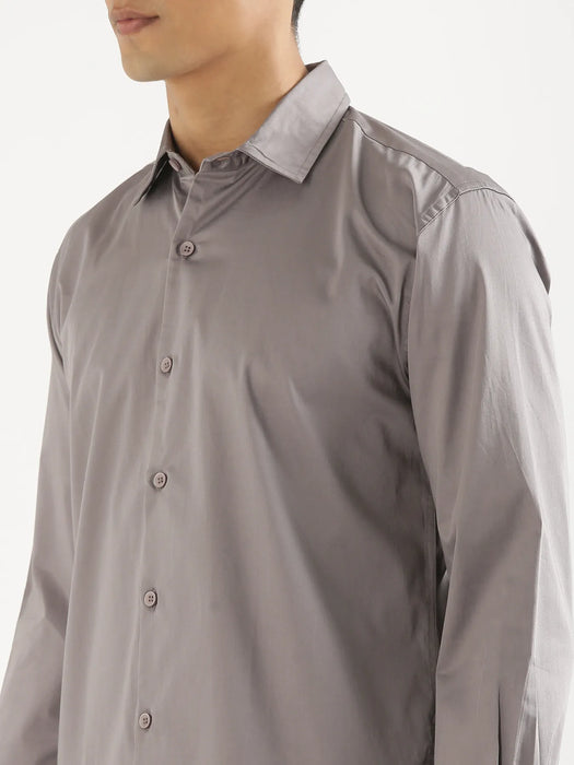 Men Plus Size Grey Formal Shirts