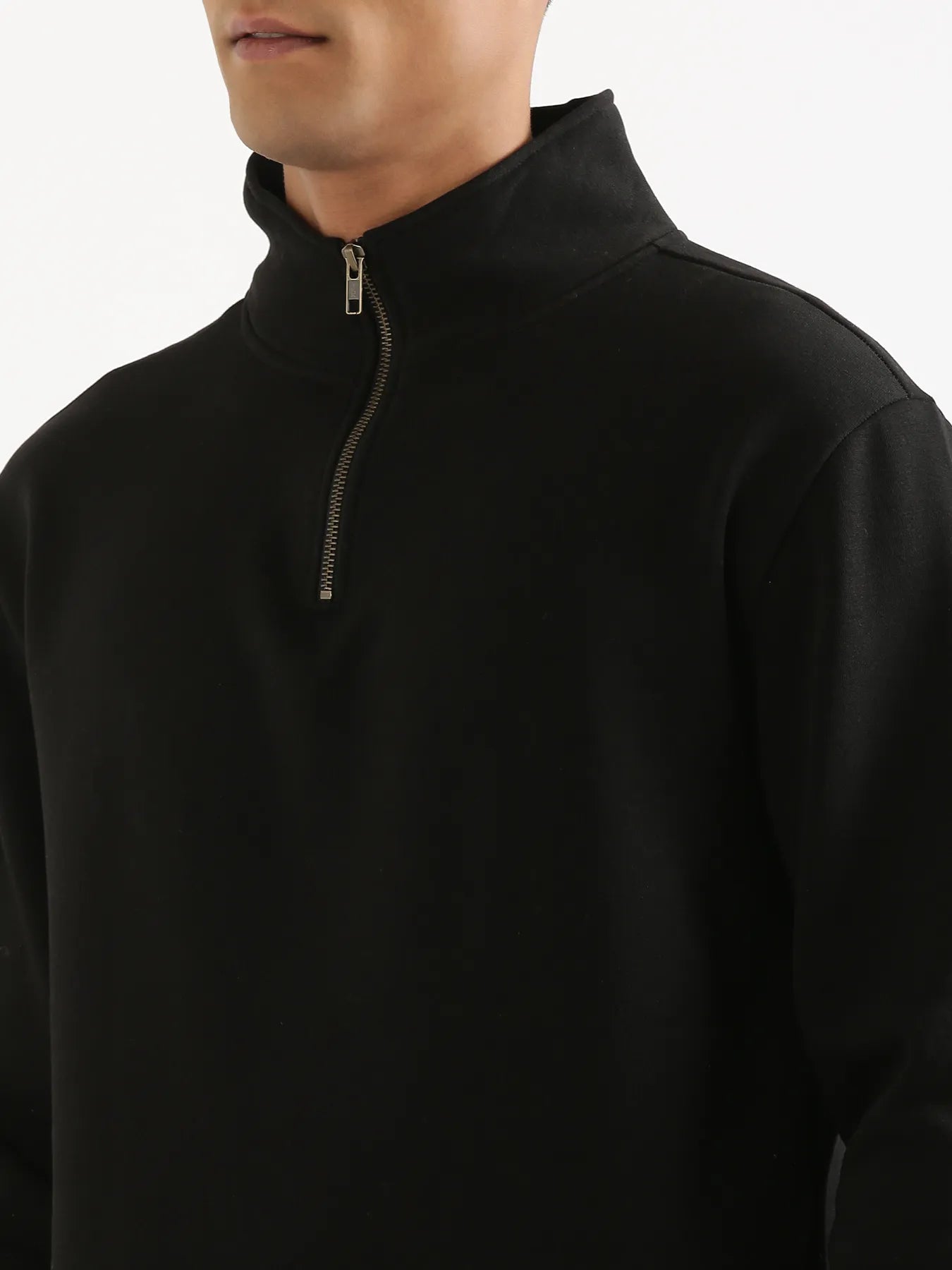 Unisex Black Zip Neck Sweatshirt