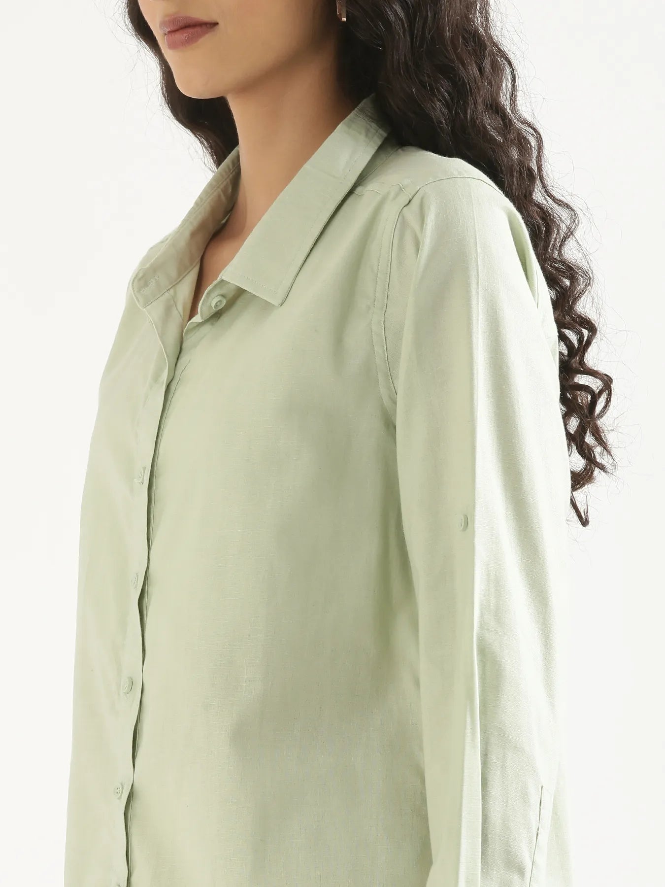 Women Mint Green Airy-Linen Shirt