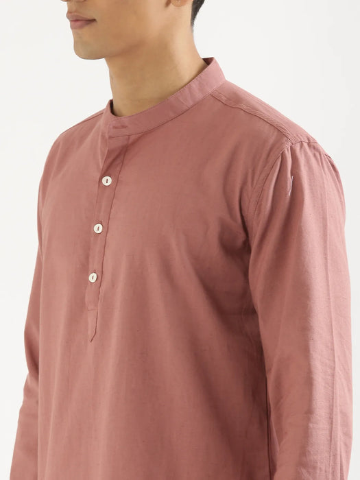 Men Rose Taupe Airy Linen Short Kurta