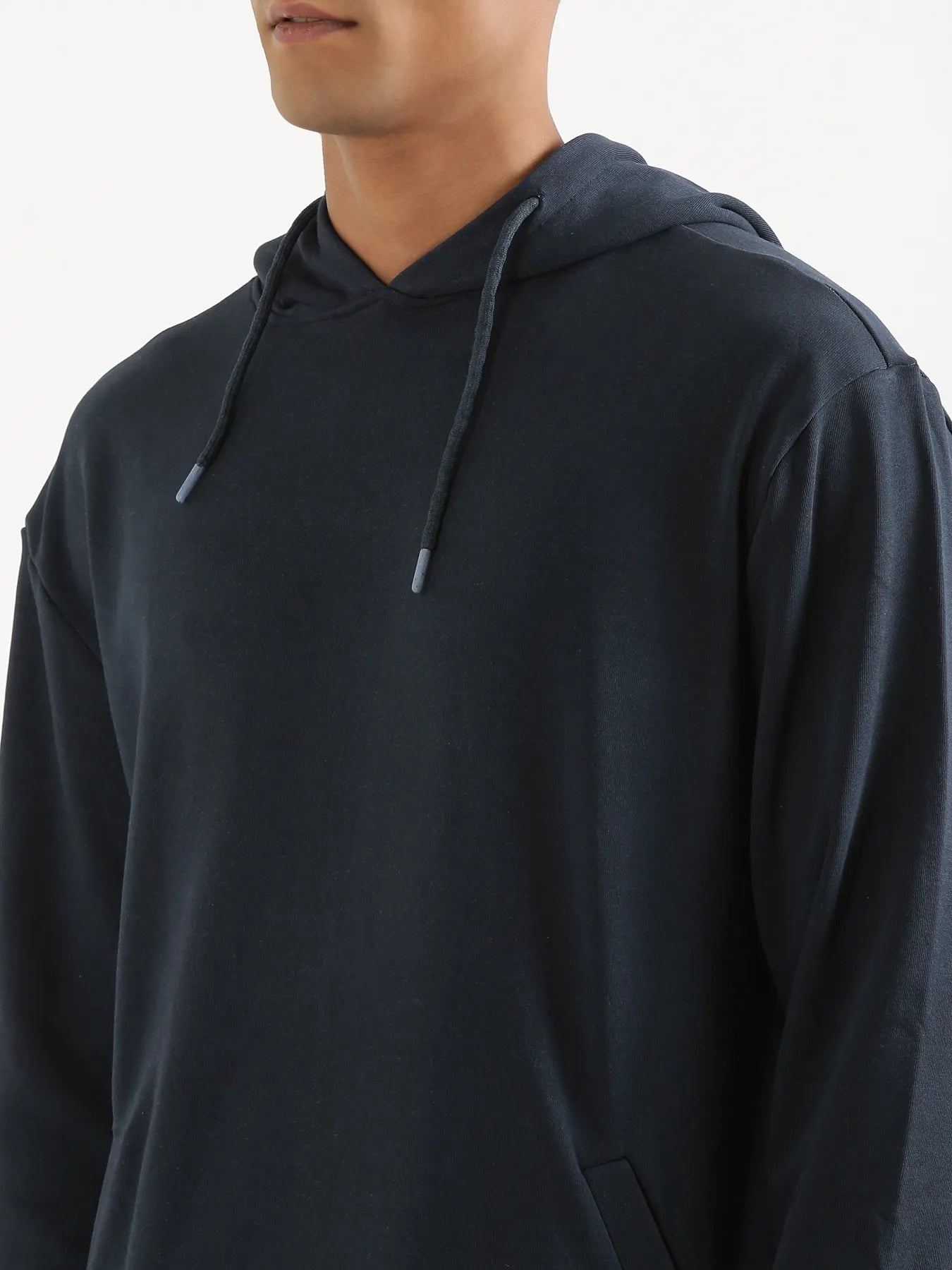 Unisex Navy Blue Pullover Fleece Hoodie
