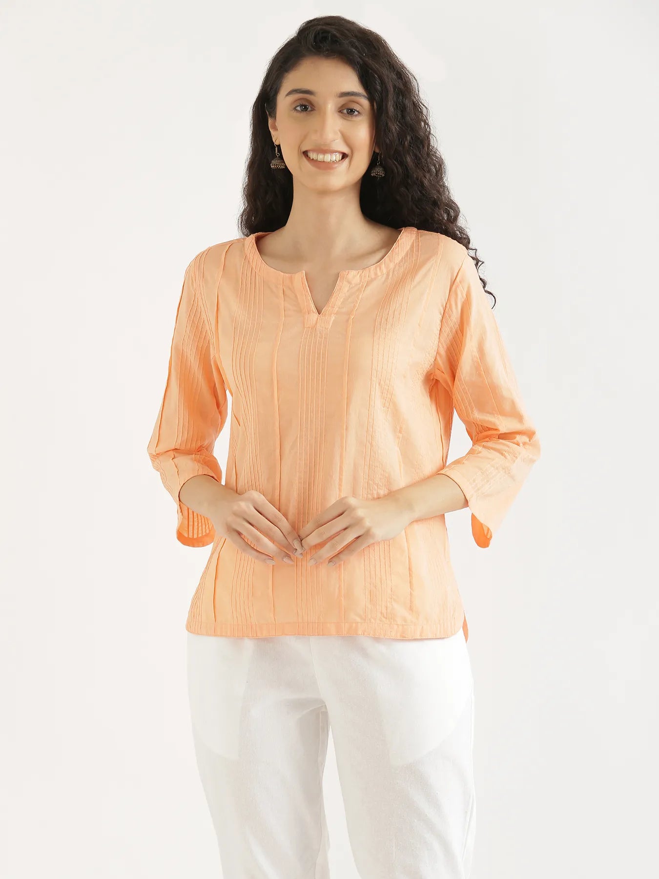 Women Peach Everyday Cotton Top
