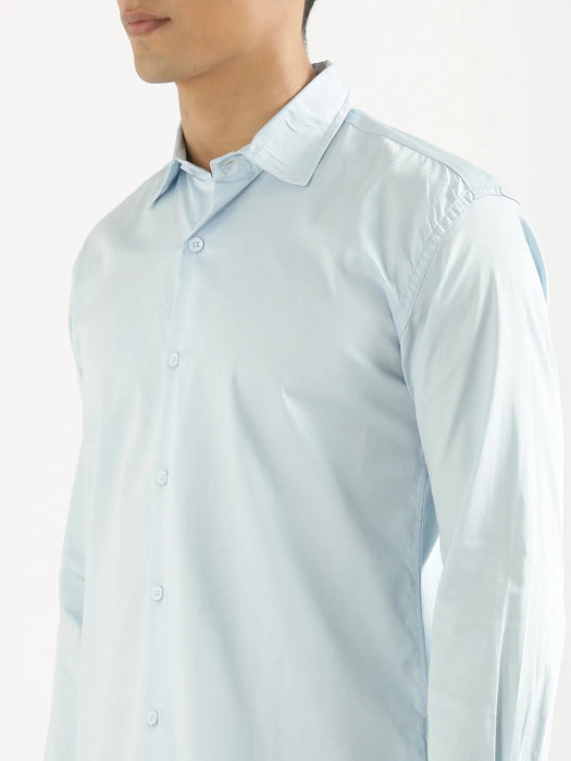 Men Plus Size Light Blue Formal Shirts