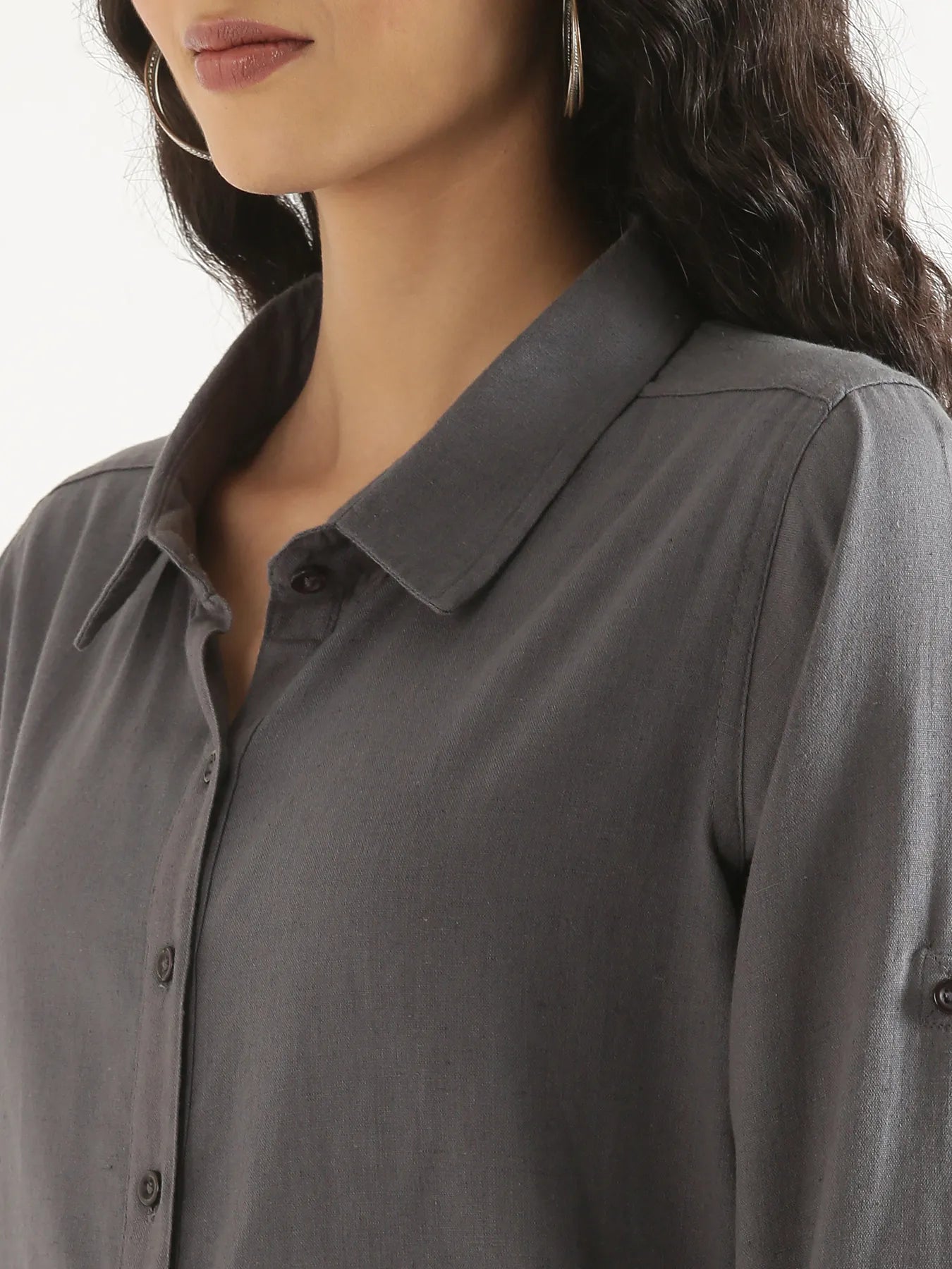 Women Slate Grey Airy-Linen Shirt