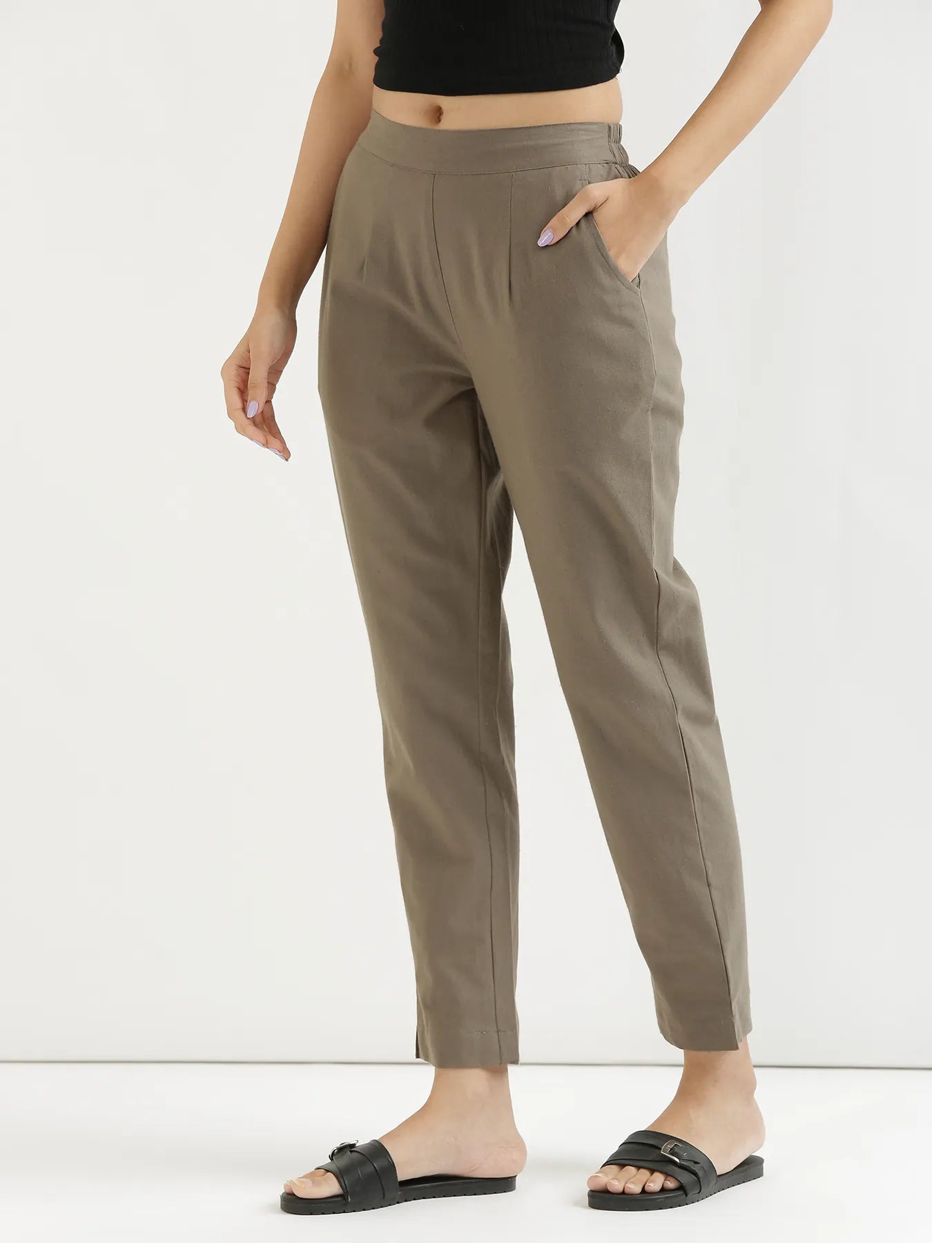 Women Grey Cotton Pant