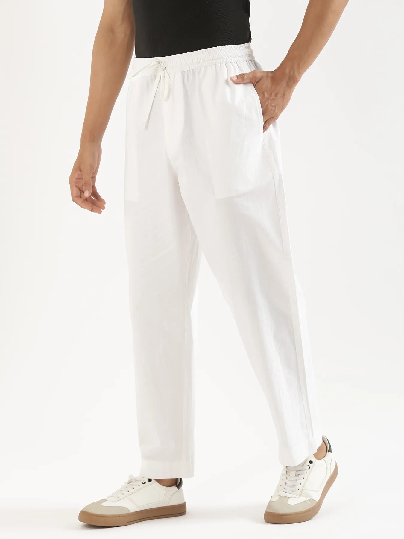Men White Cotton Pant