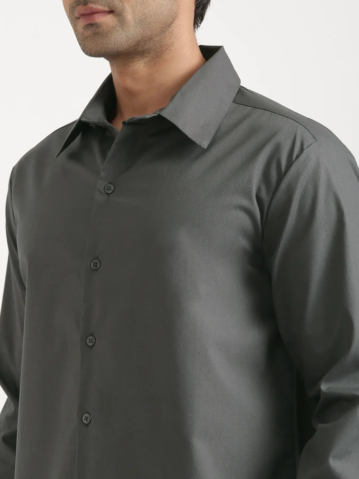 Men Dark Grey Better Cotton Full Sleeve Shirt