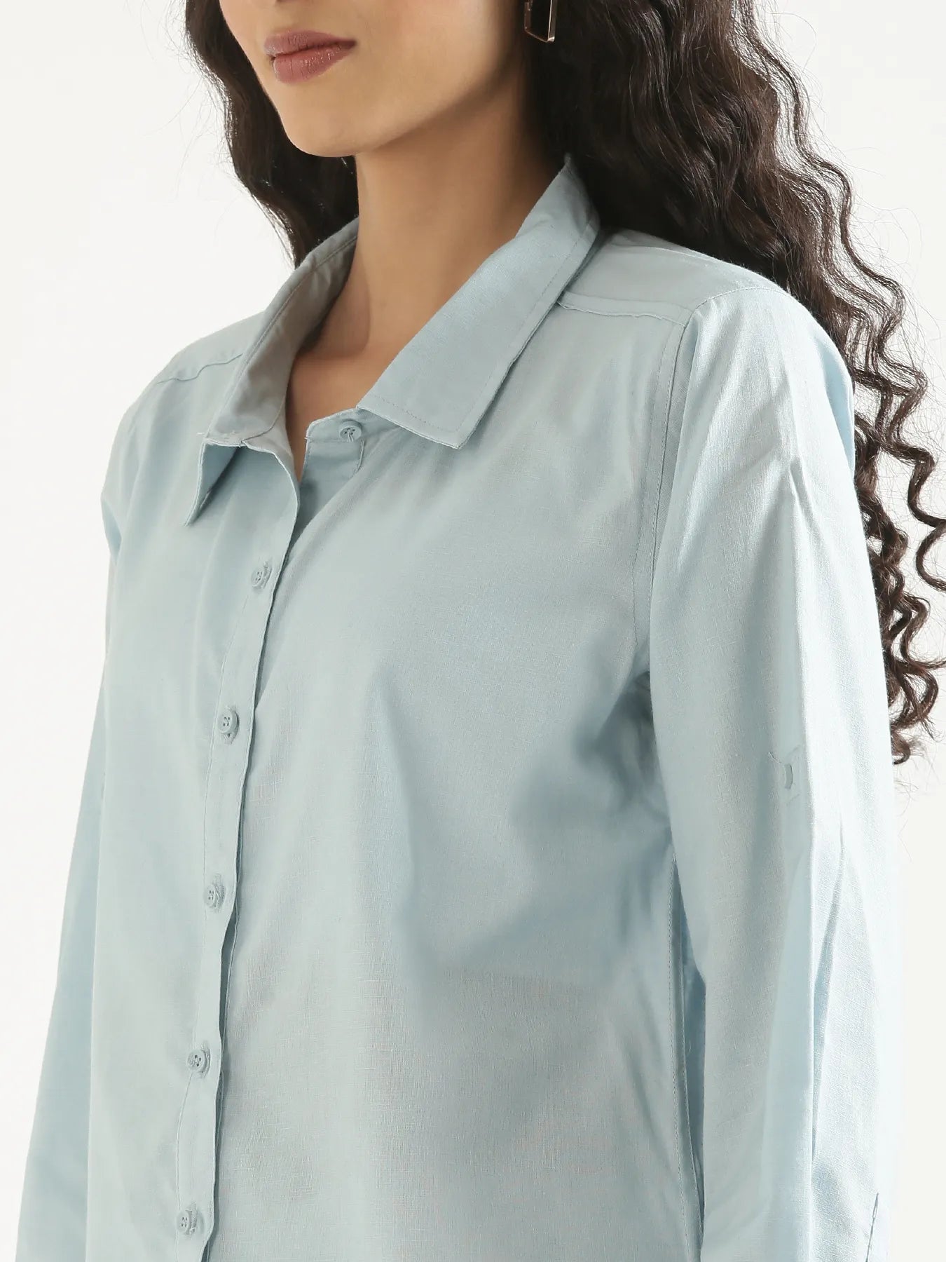 Women Sky Blue Airy-Linen Shirt