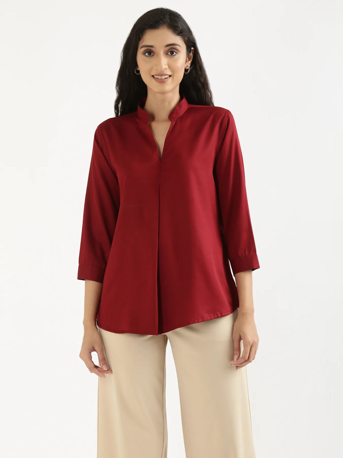 Pick Any 3 Women Viscose Pleated Top - Maroon