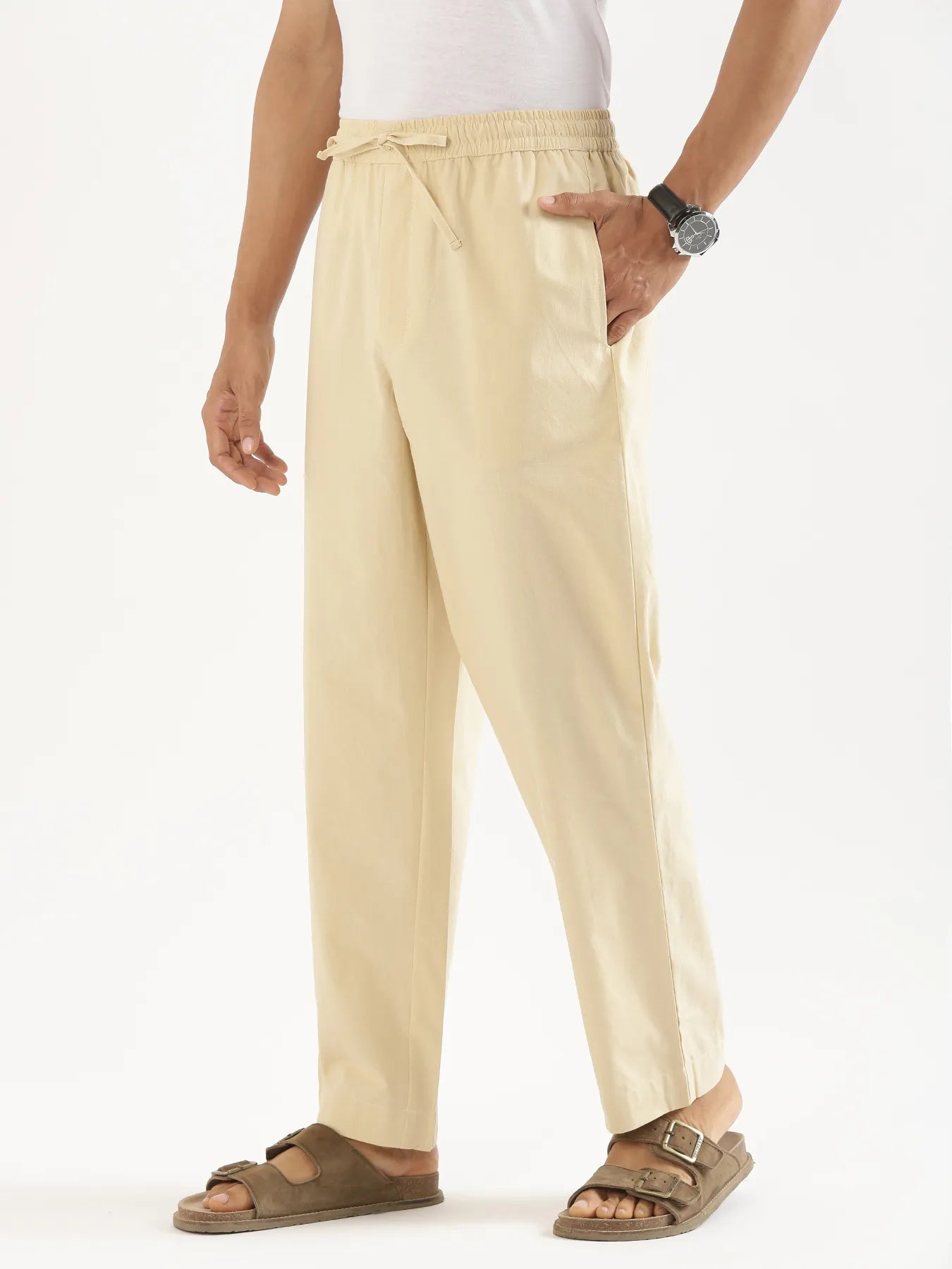 Men Beige Cotton Pant