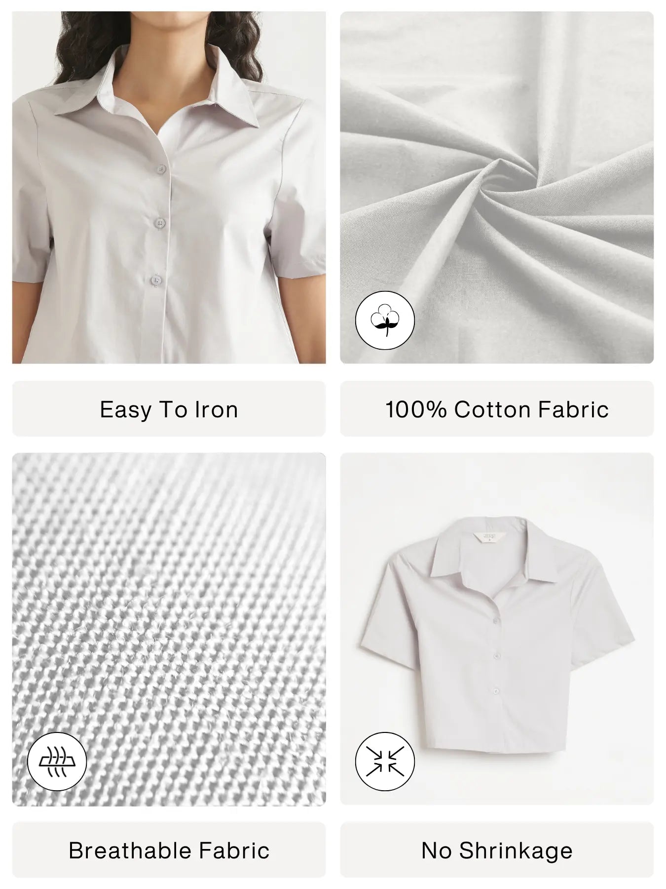 Women Grey Better Cotton Crop Shirt