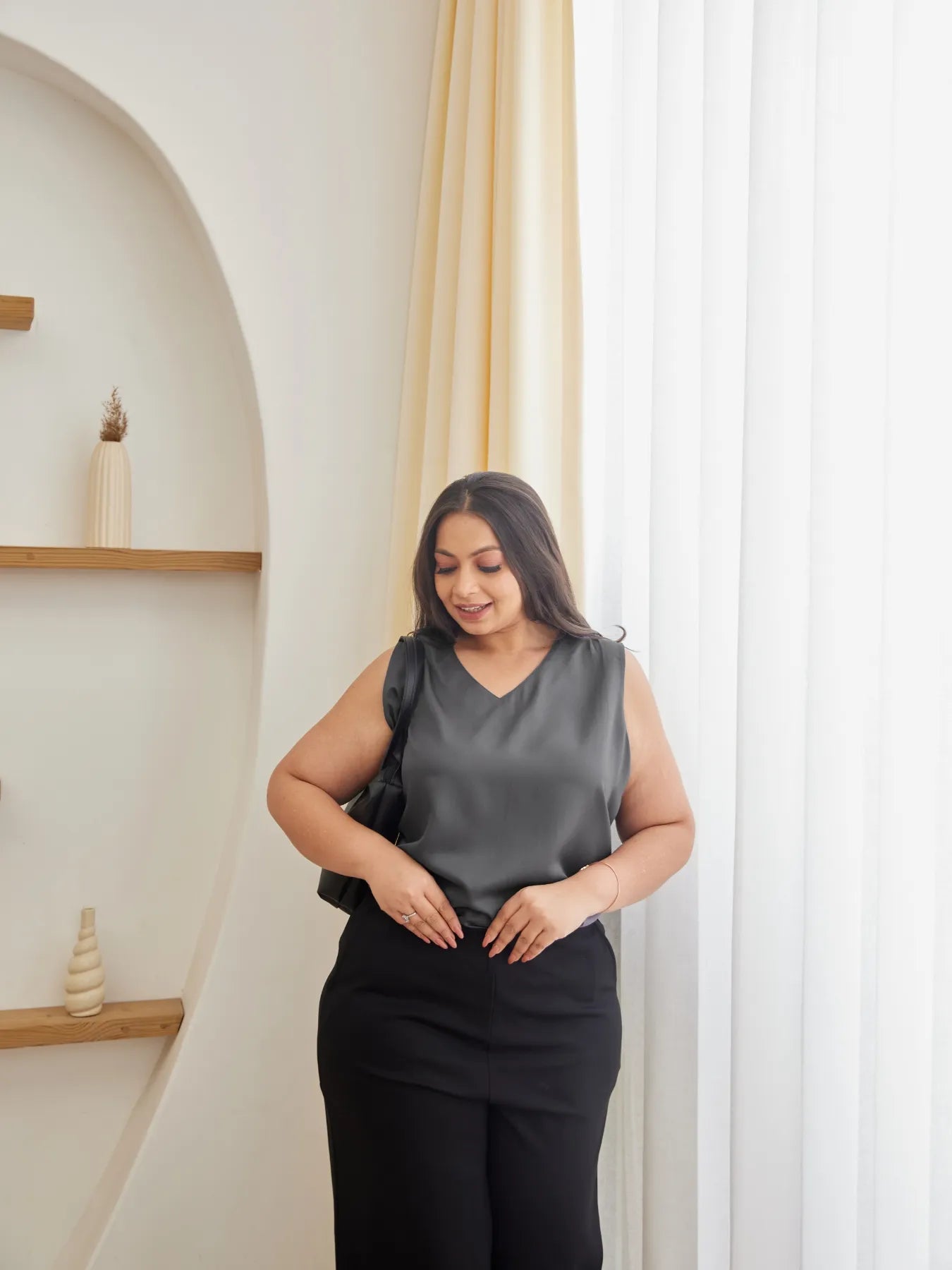 Women Plus Size Black Wide Leg Pants
