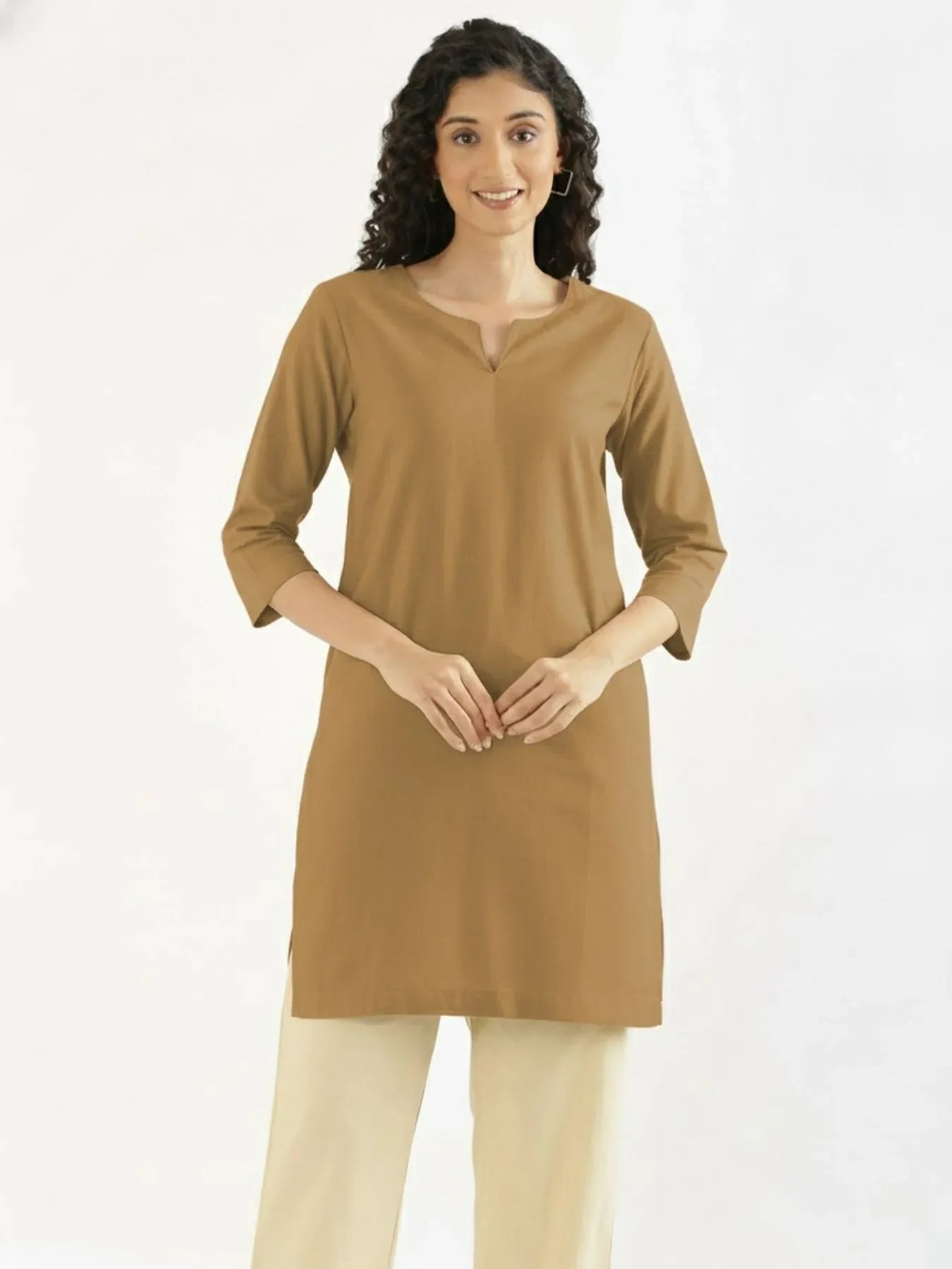 Pick Any 2 Women Airy Linen Thigh Length Kurta
