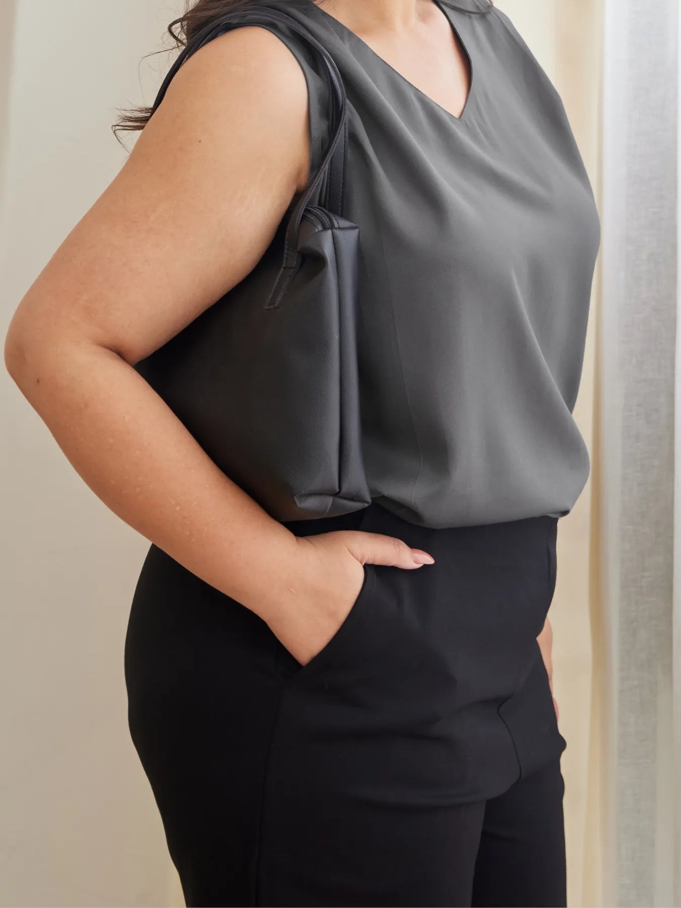 Women Plus Size Black Wide Leg Pants #Size_2XL