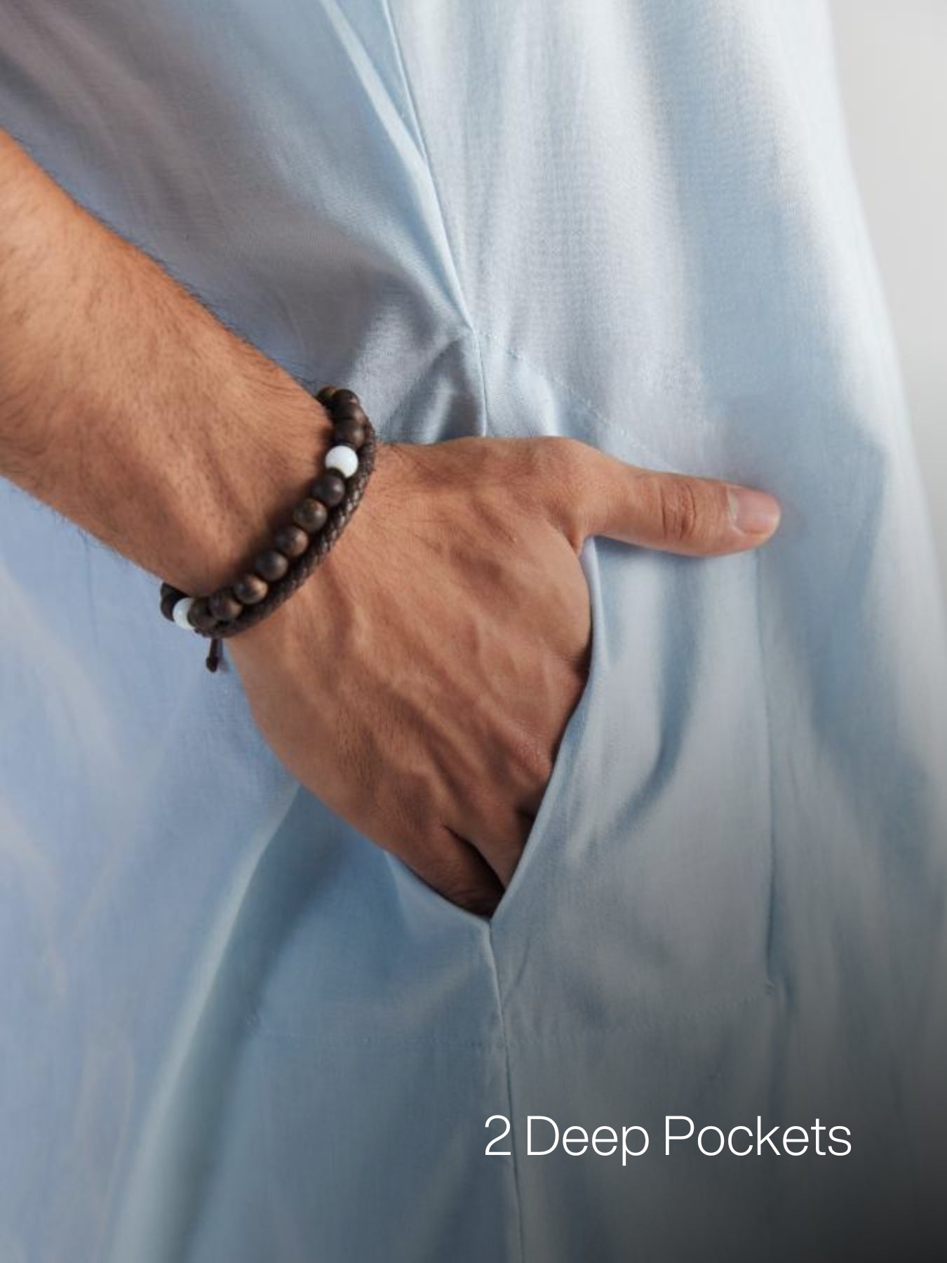 Men Sky Blue Airy Linen Long Kurta