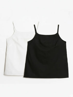White & Black Cotton Camisole Top