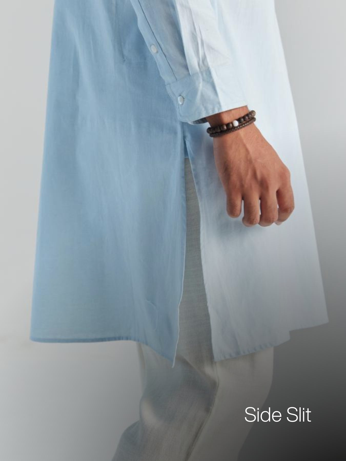 Men Sky Blue Airy Linen Long Kurta