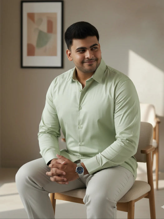 Men Plus Size Mint Green Formal Shirts