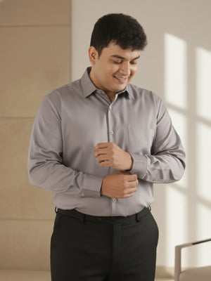 Men Plus Size Grey Formal Shirts