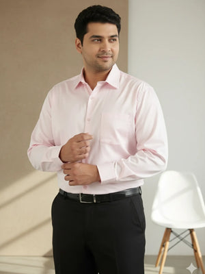 Men Plus Size Light Pink Formal Shirts