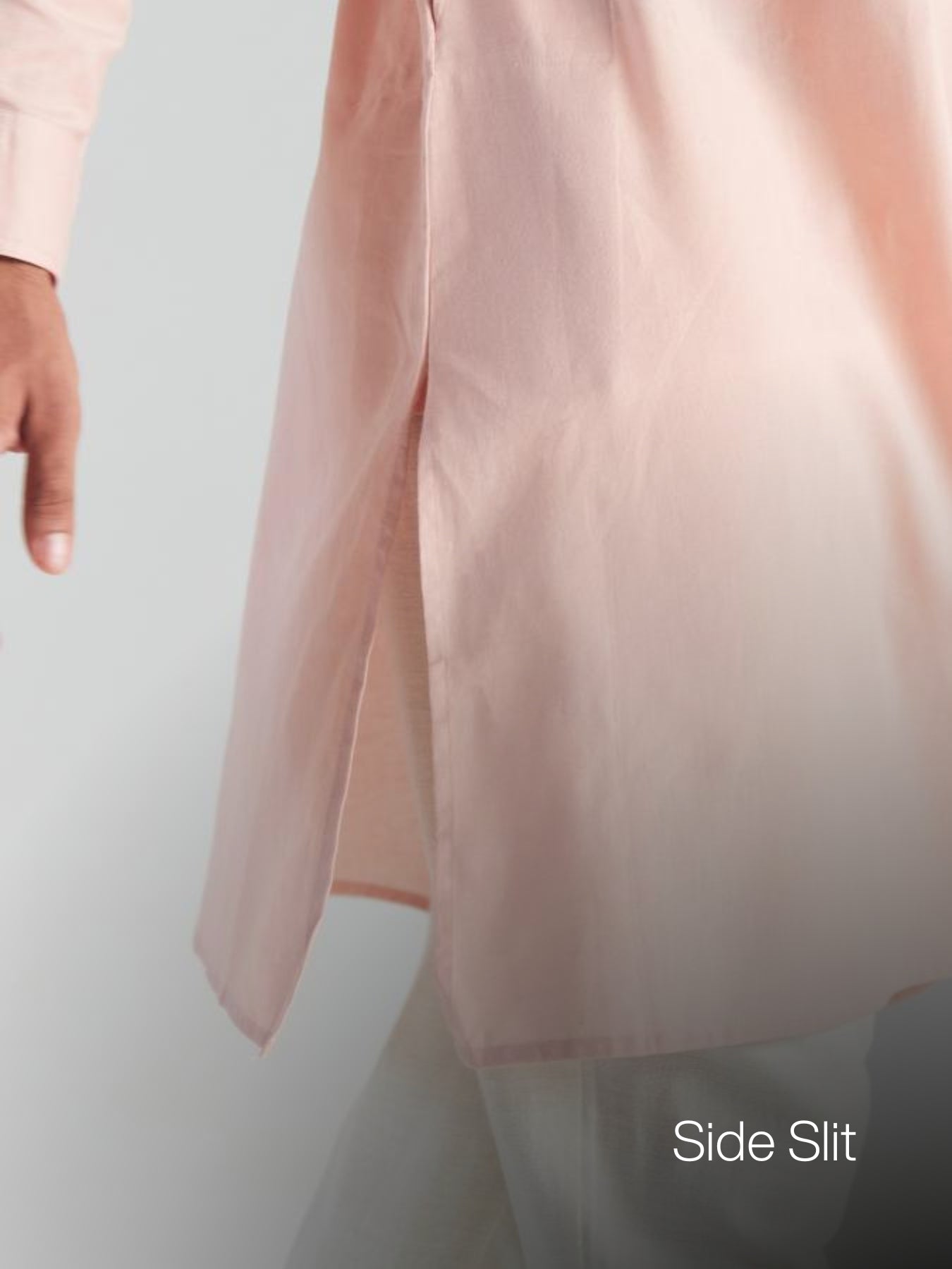Men Salmon Pink Airy Linen Long Kurta