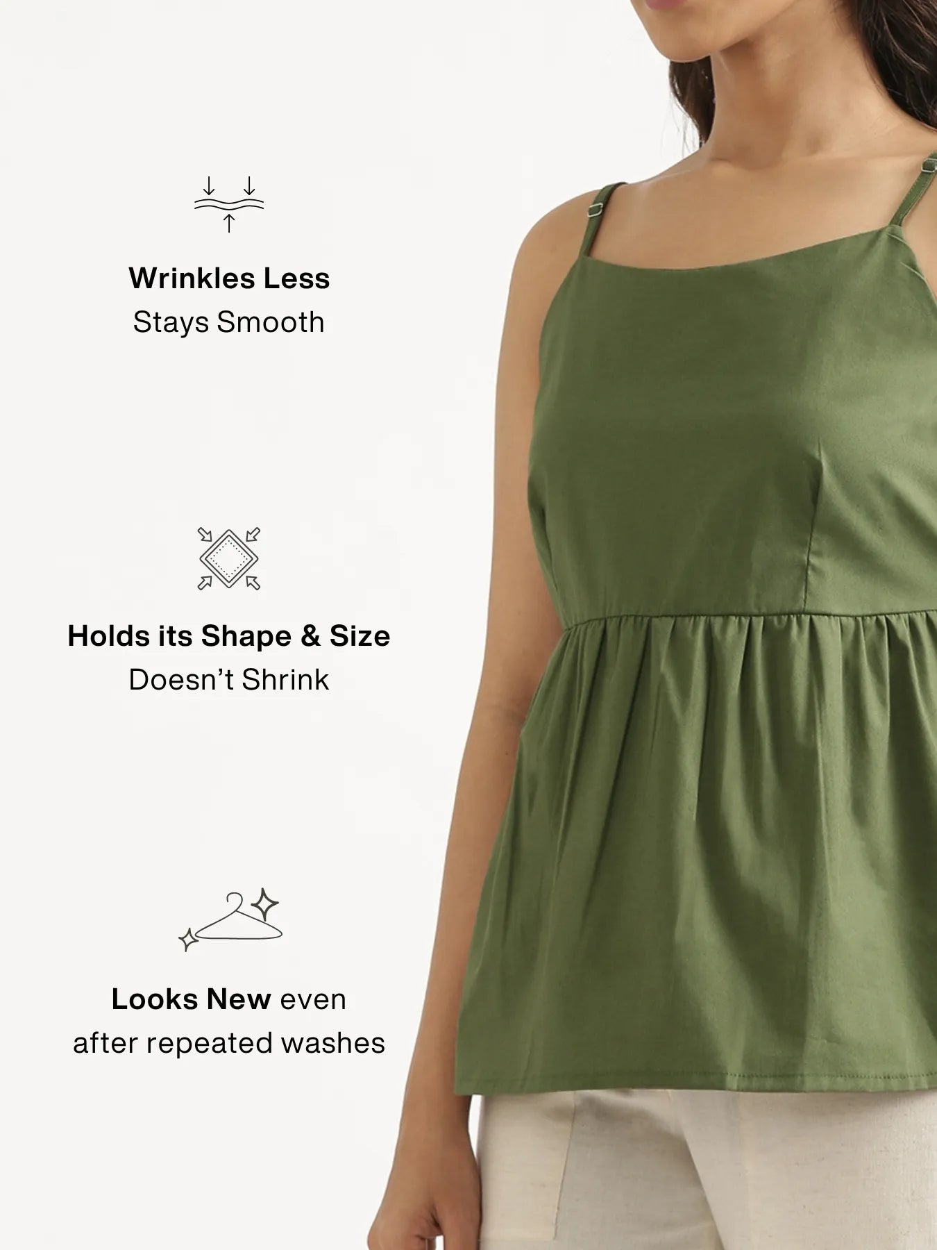 Women Forest Green Better Cotton Peplum Top