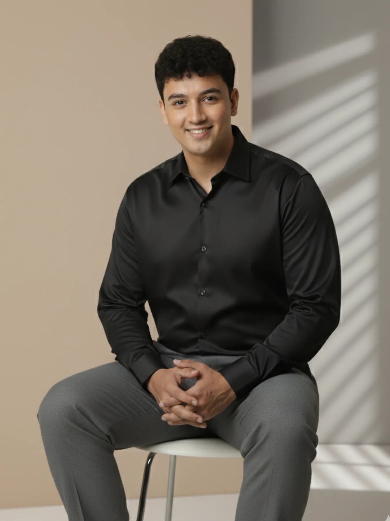 Men Plus Size Black Formal Shirts