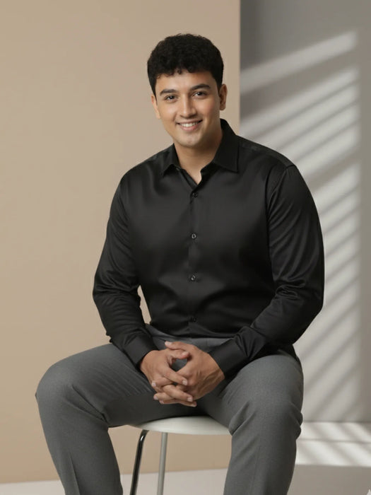 Men Plus Size Black Formal Shirts