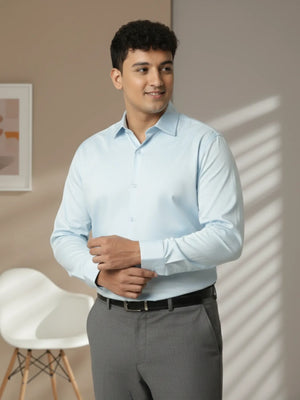 Men Plus Size Light Blue Formal Shirts
