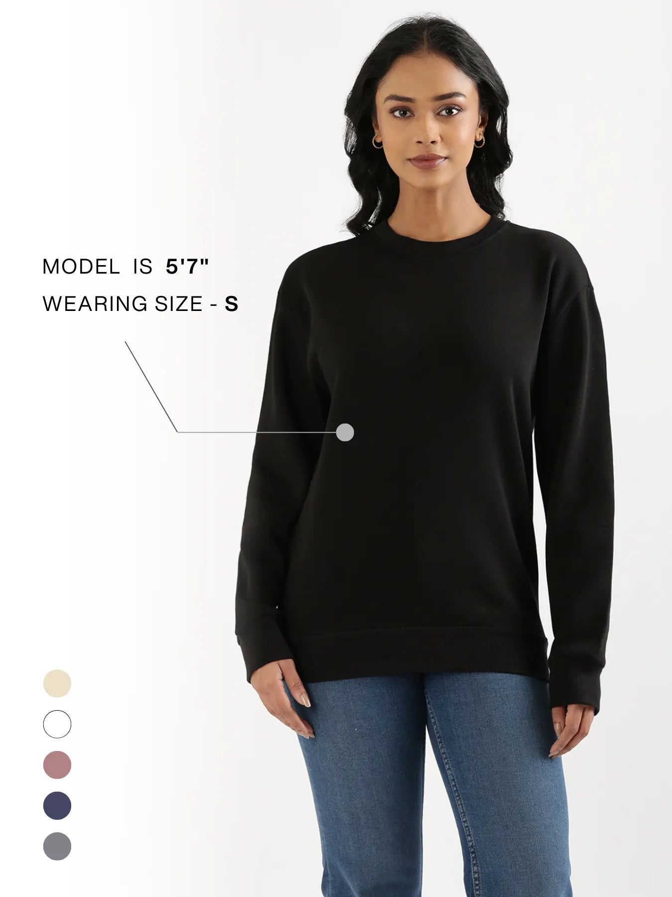 Unisex Black Round Neck Sweatshirt