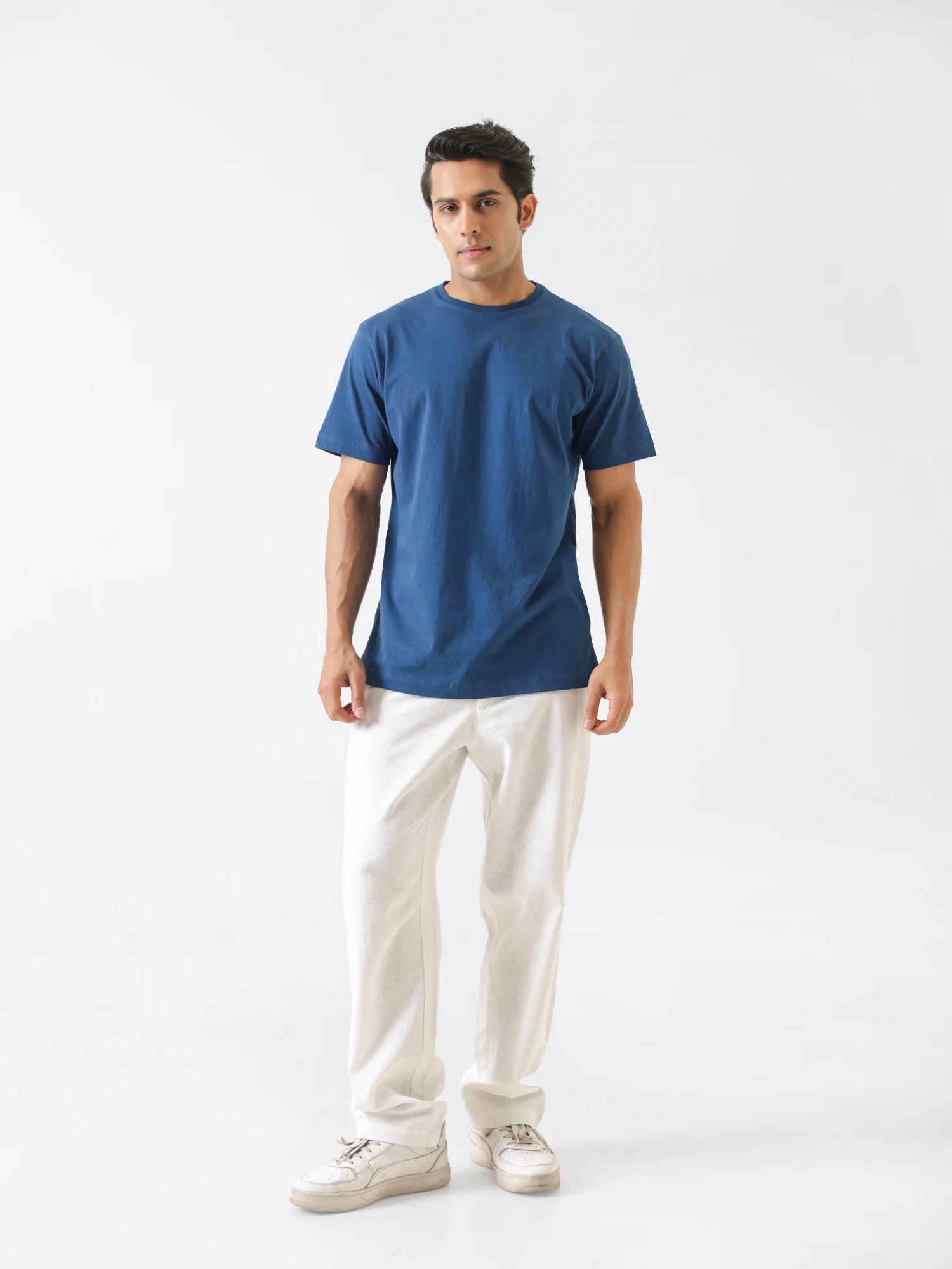 Men Midnight Blue Round Neck T-shirt