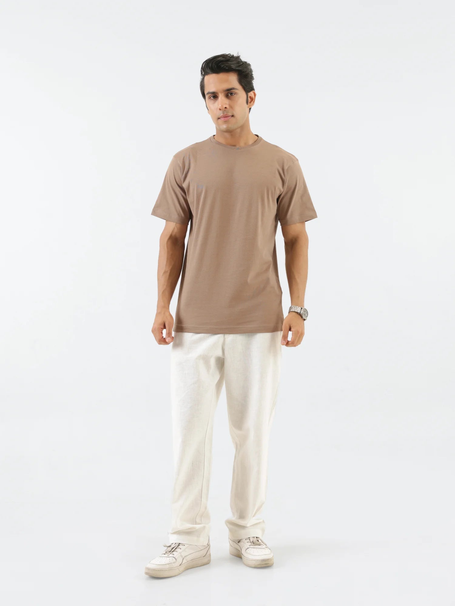 Men Mesa Taupe Round Neck T-shirt