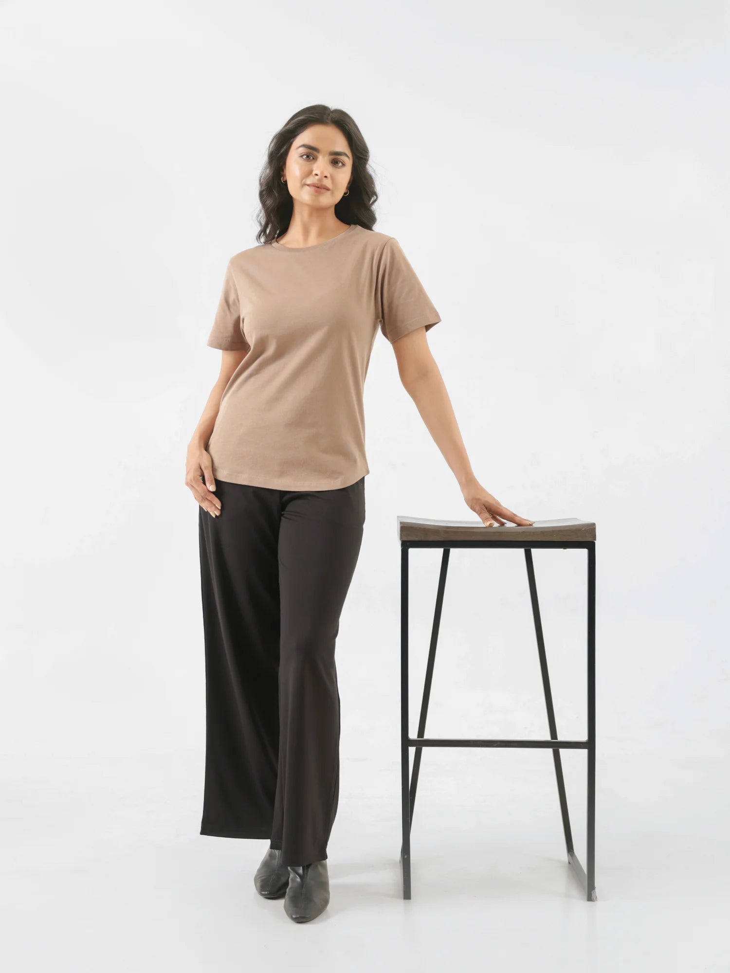 Women Mesa Taupe Round Neck T-shirt