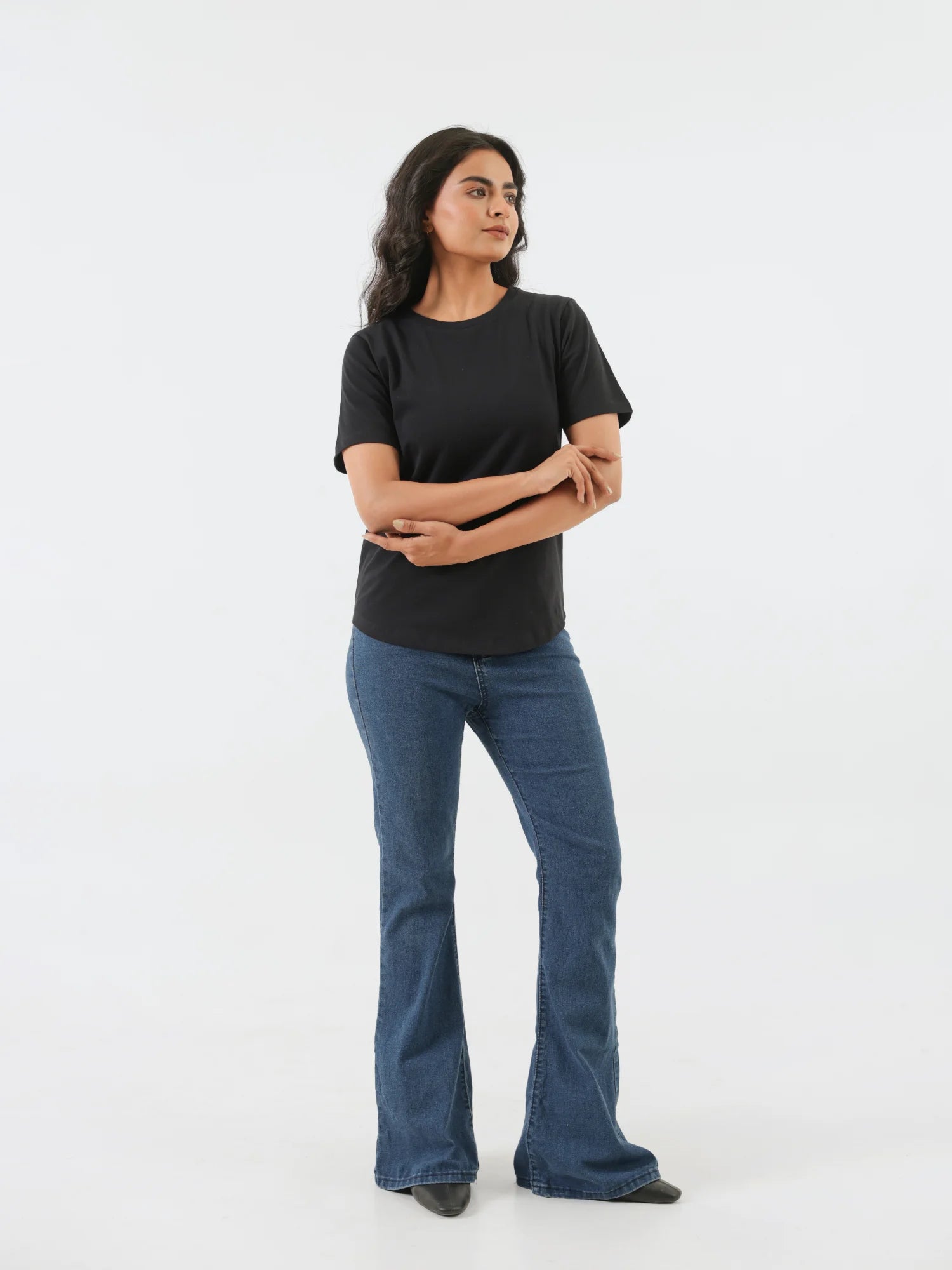 Women Black Round Neck T-shirt