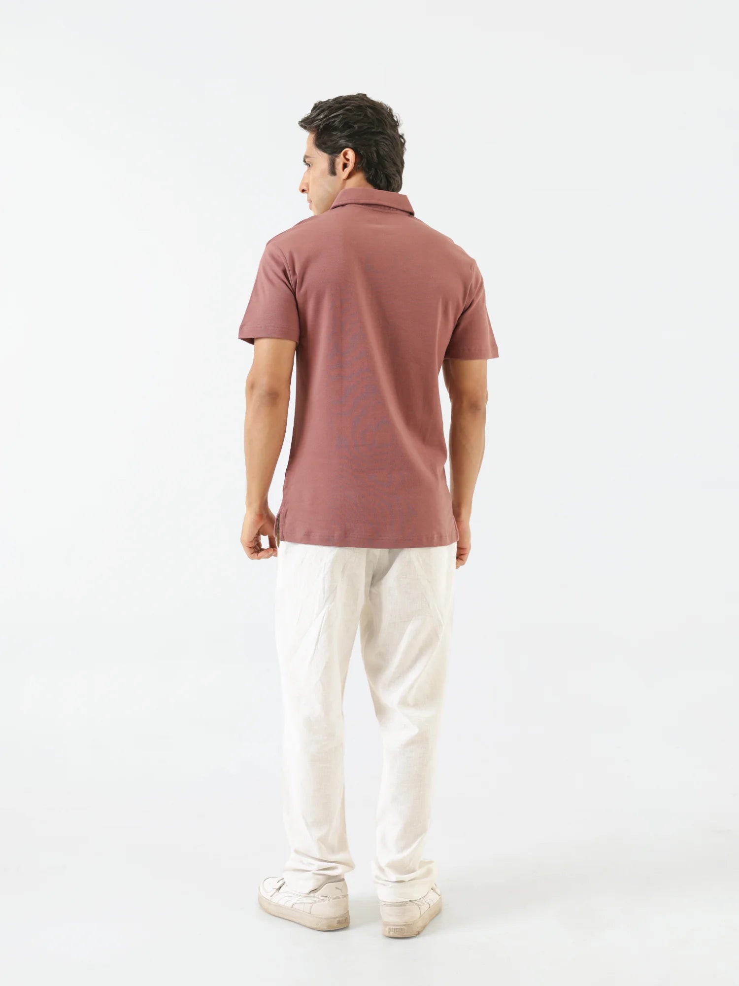 Men Rose Taupe Polo T-shirt