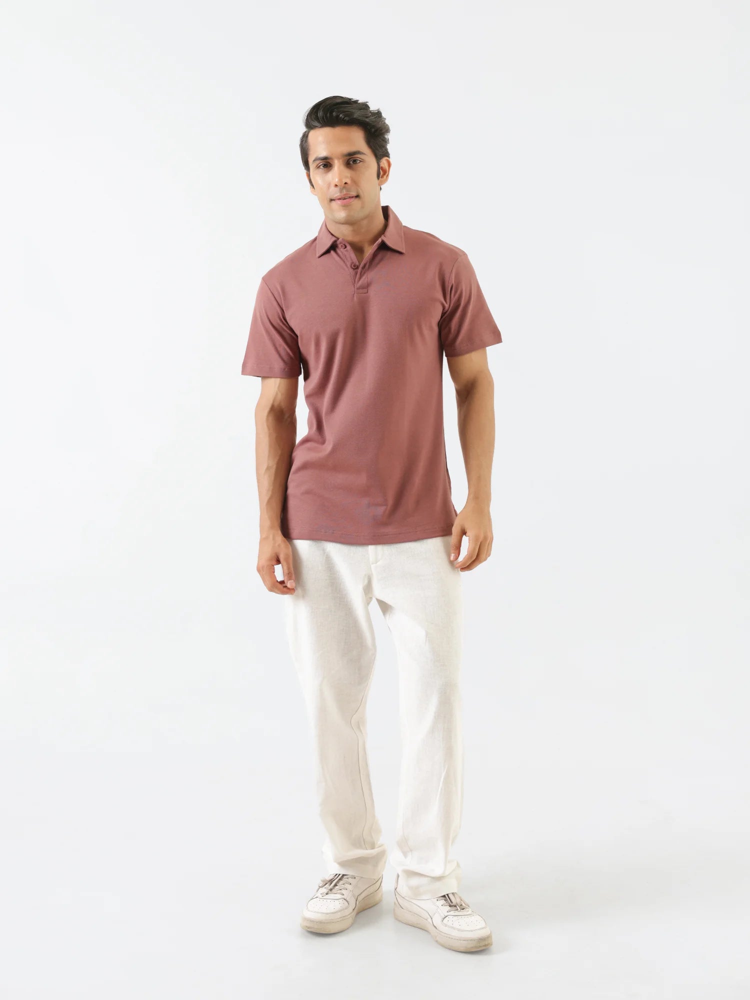 Men Rose Taupe Polo T-shirt