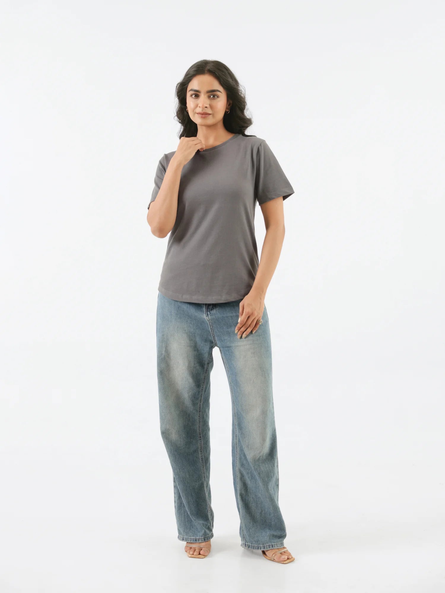 Women German Grey Round Neck T-shirt