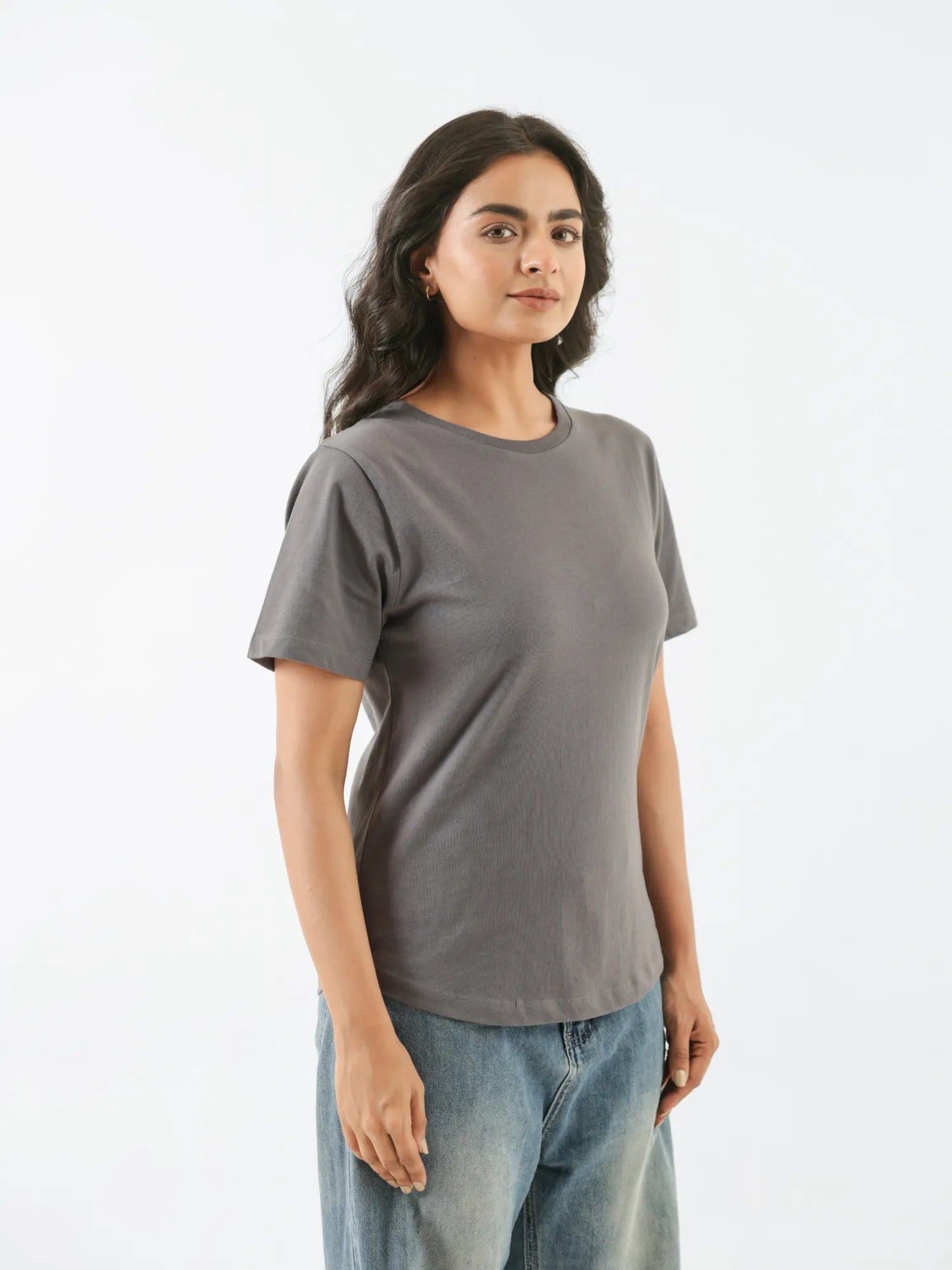 Women German Grey Round Neck T-shirt