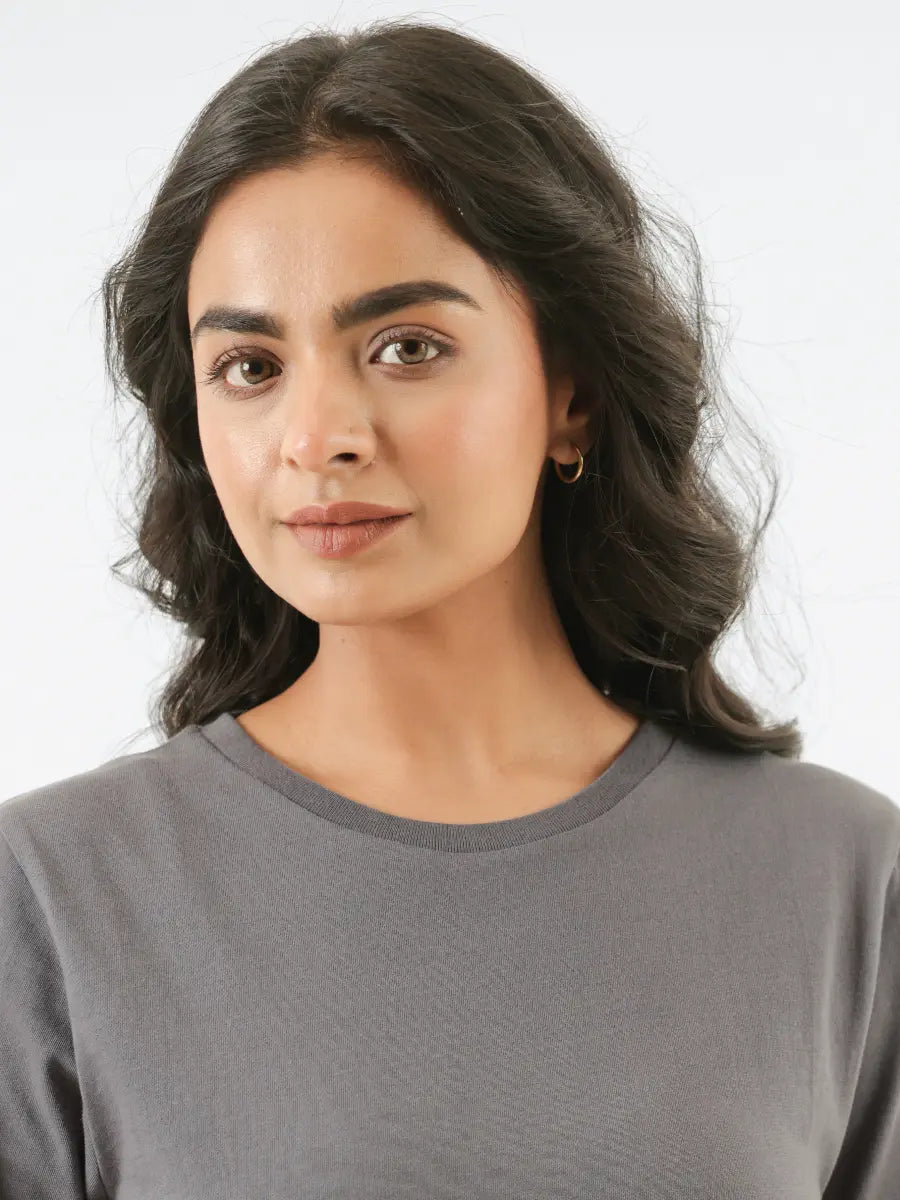 Women German Grey Round Neck T-shirt