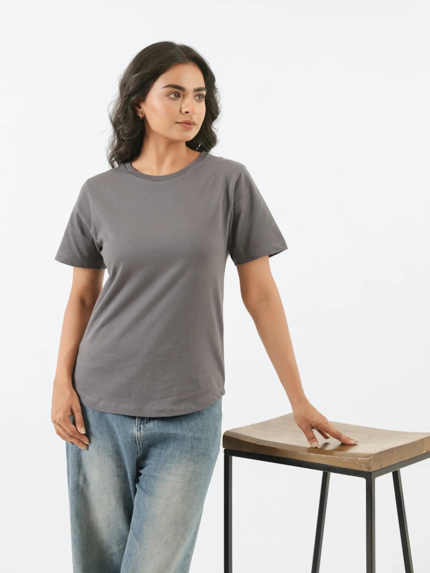 Women German Grey Round Neck T-shirt