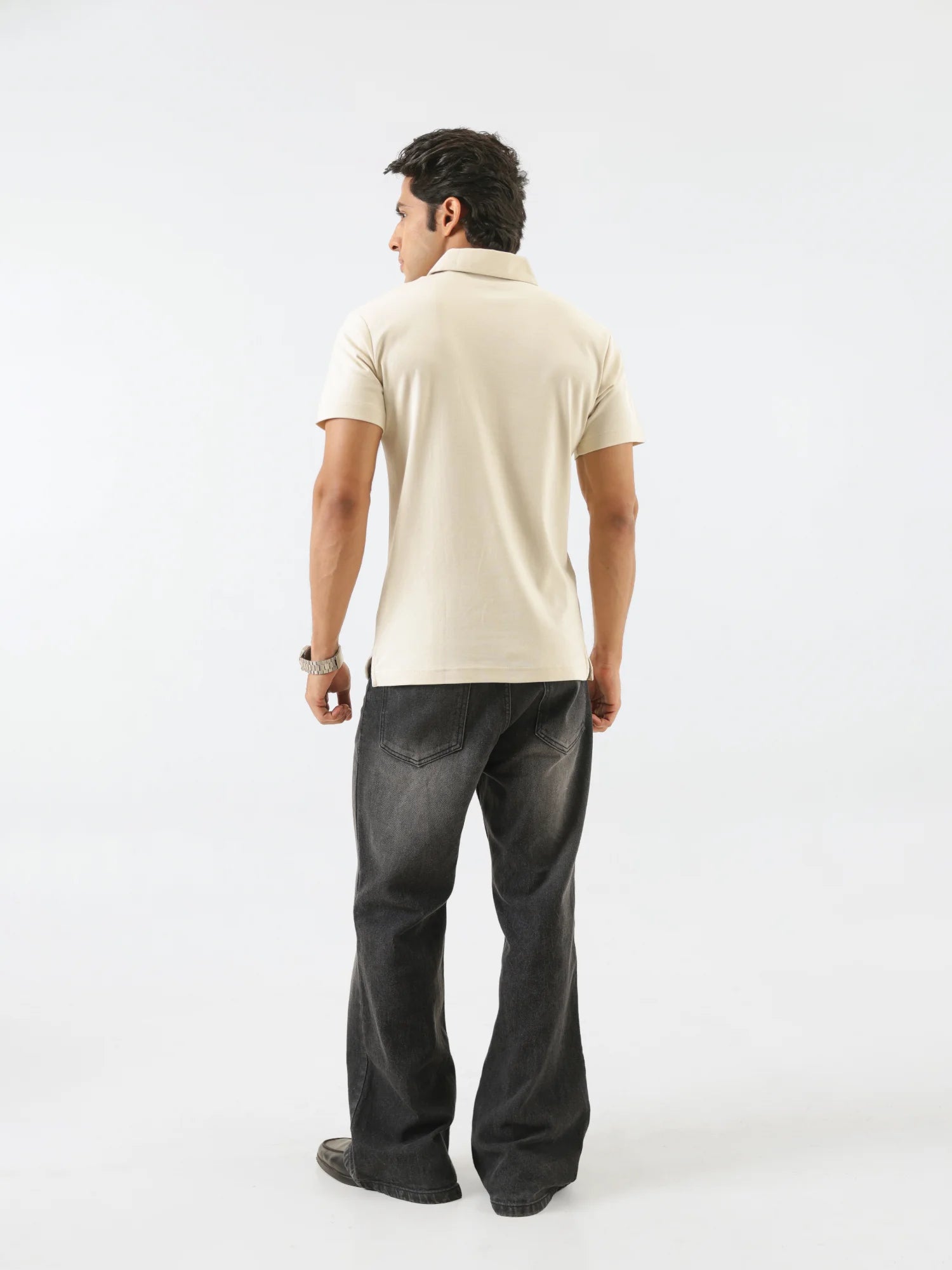 Men Beige Polo T-shirt