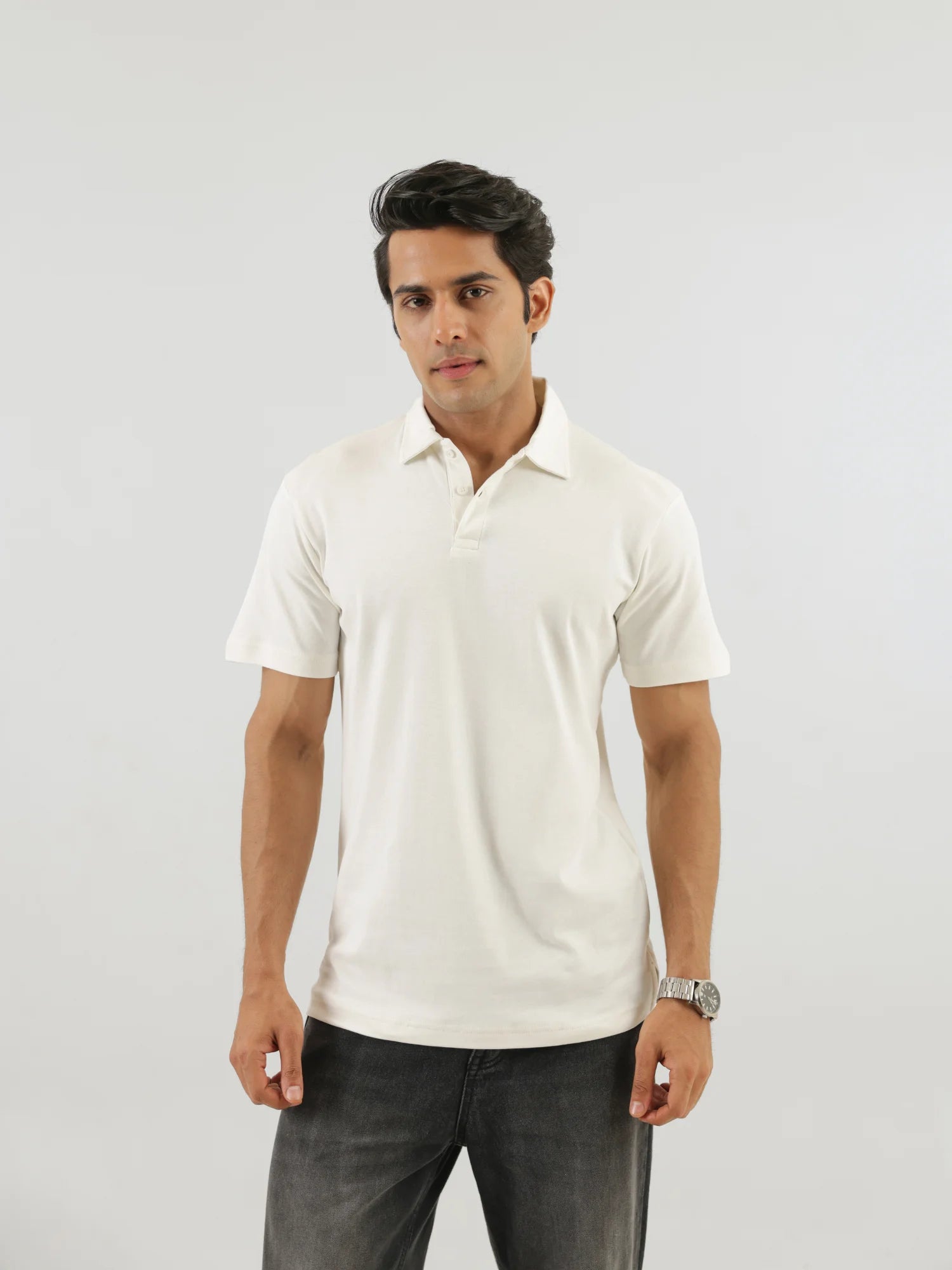 Men Off White Polo T-shirt