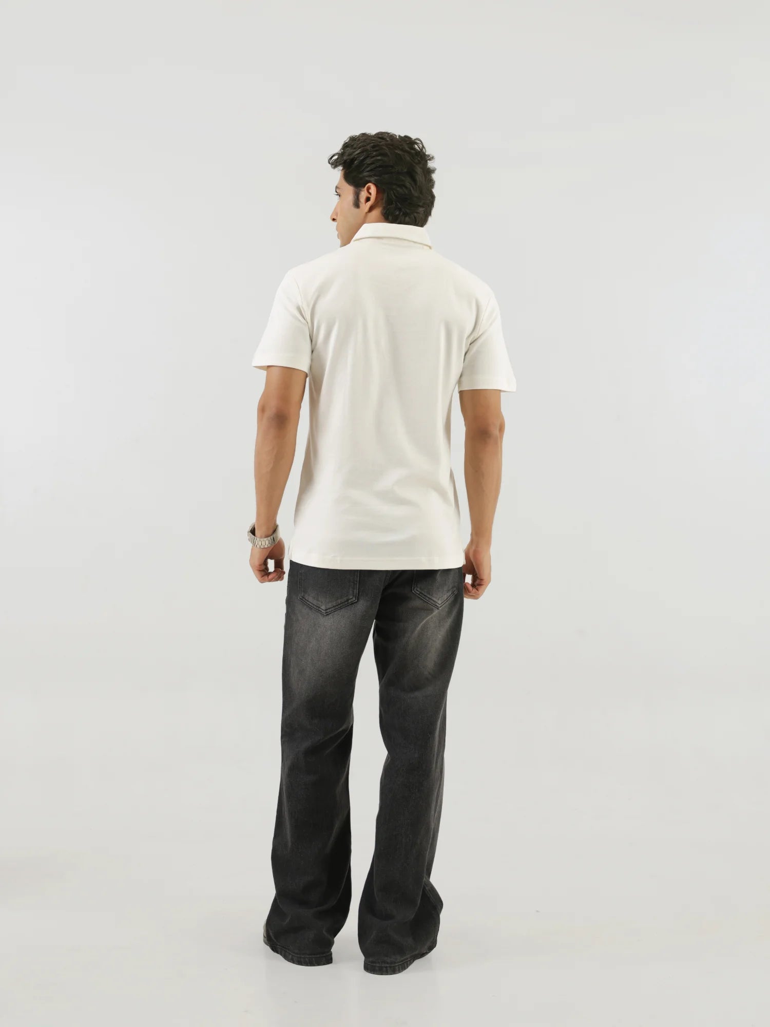Men Off White Polo T-shirt